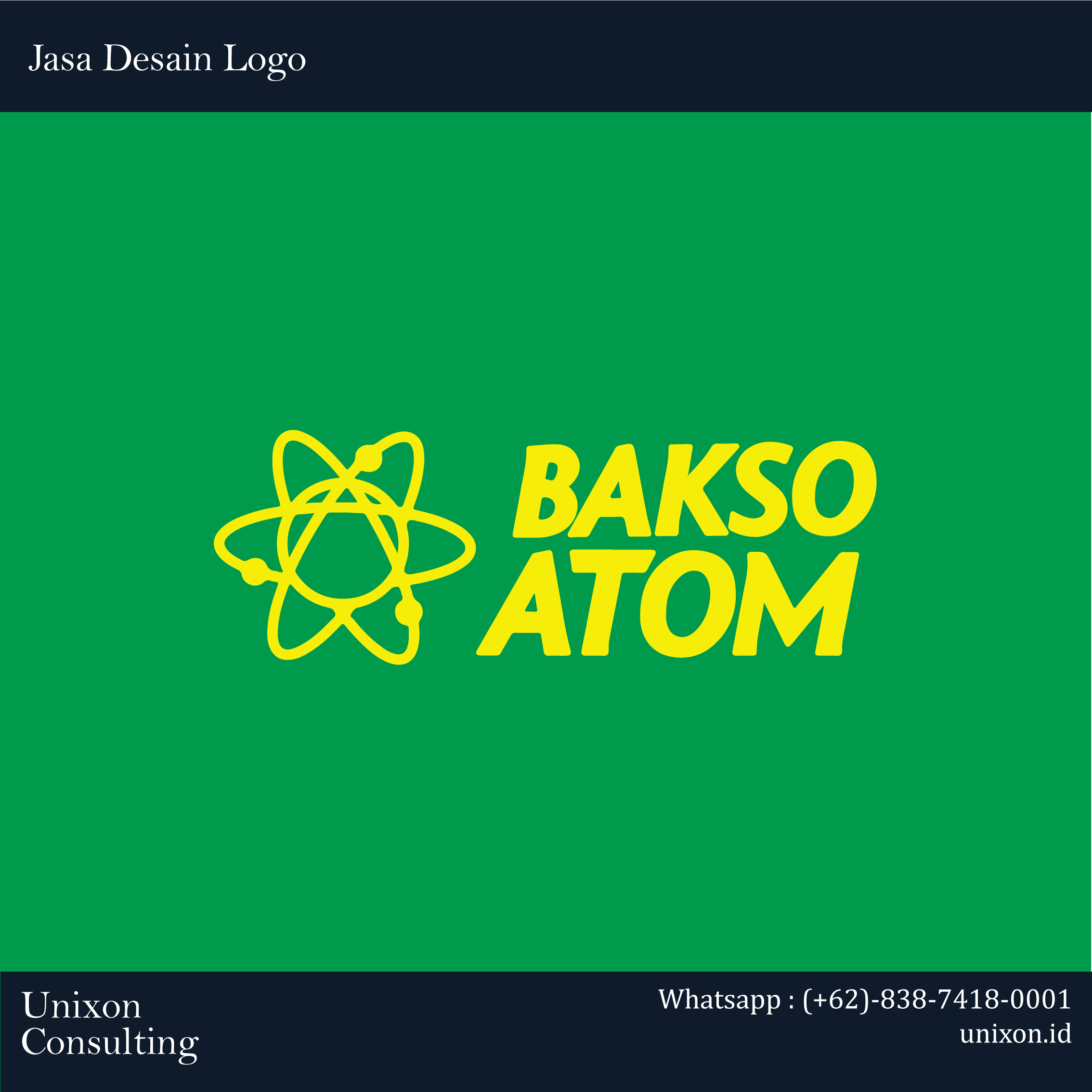 jasa design logo restoran bakso atom di jakarta bintaro tangerang karawaci bogor bandung